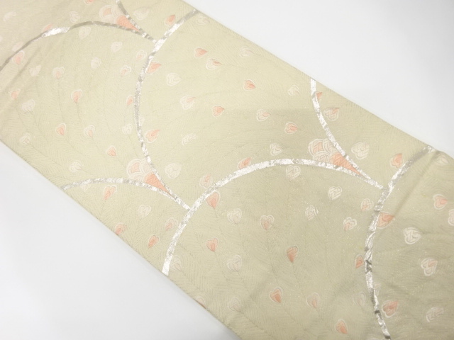 JAPANESE KIMONO / ANTIQUE FUKURO OBI / SILK / WOVEN PEACOCK FEATHERS